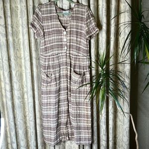 Sweet vintage plaid cotton cottage core dress Ioana Kohn look 7/8 = s/m